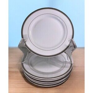 Royal Vienna Salad/Dessert Plates Silver Band Circle Trim Dinner Plates-Set Of 6
